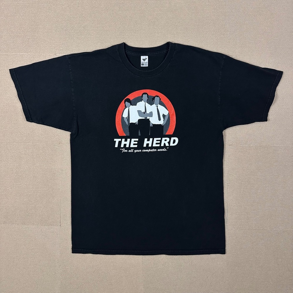 The Herd Graphic T-Shirt Mens L Black IT Crowd Parody Tee Fury Short Sleeve